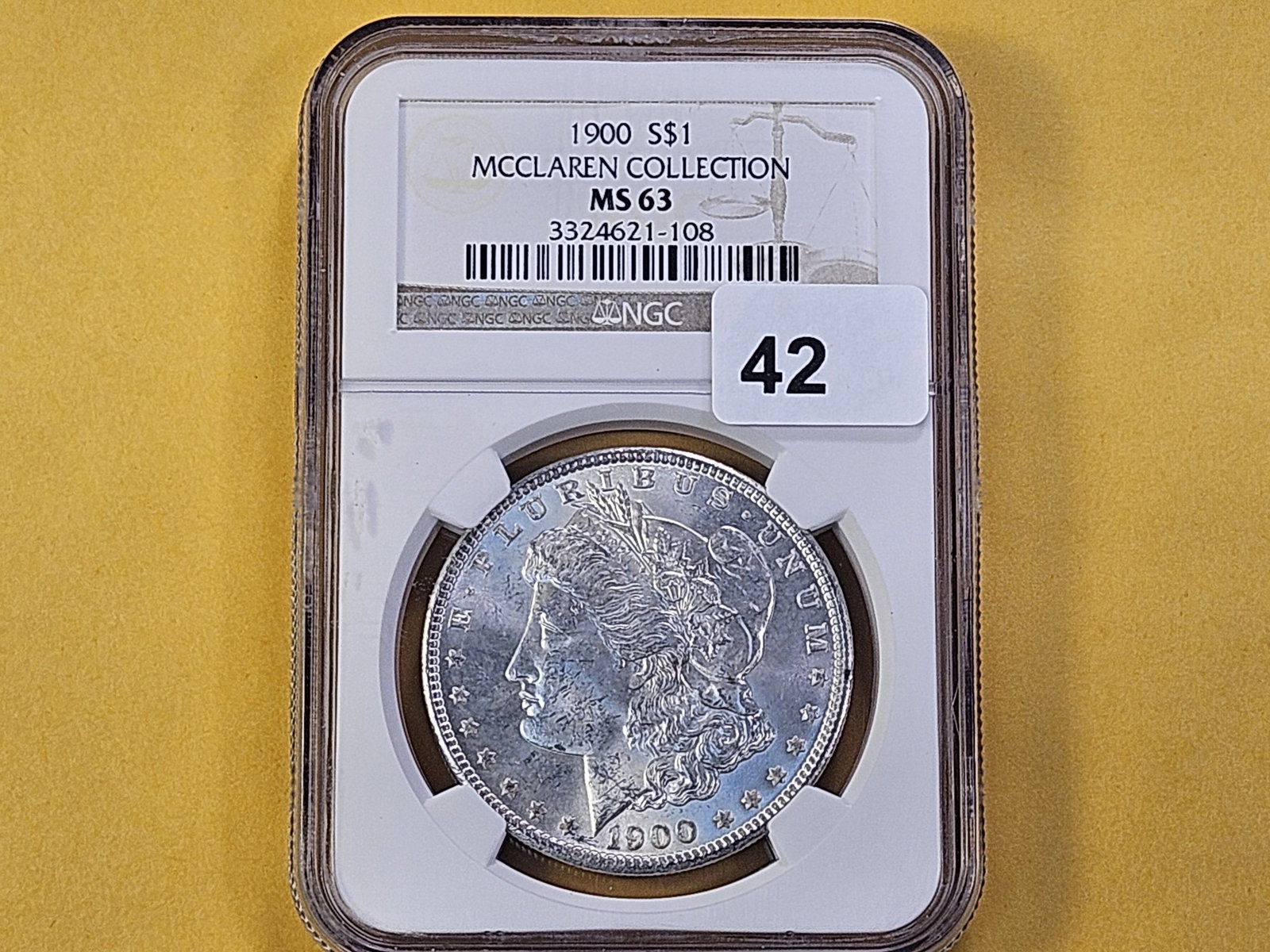 NGC 1900 Morgan Silver Dollar in Mint State 63 - 2