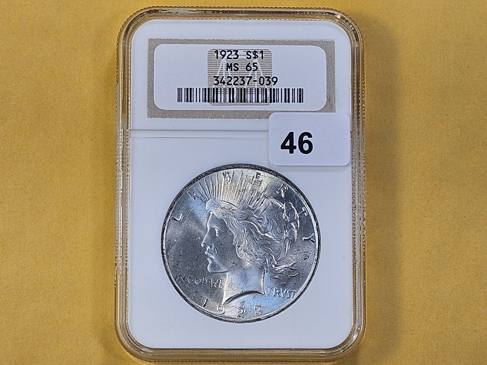 GEM! NGC 1923 Peace Silver Dollar in Mint State 65 - 2