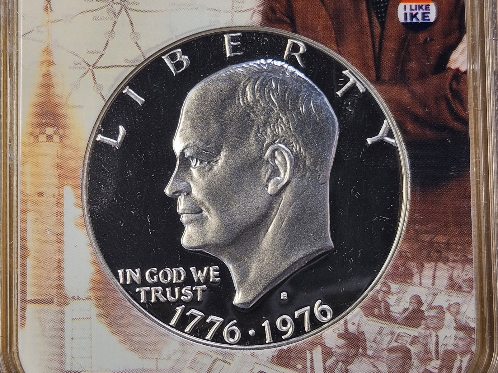 NGC 1976-S Eisenhower Silver Dollar in Proof 69 Ultra Cameo: Bicentennial Issue