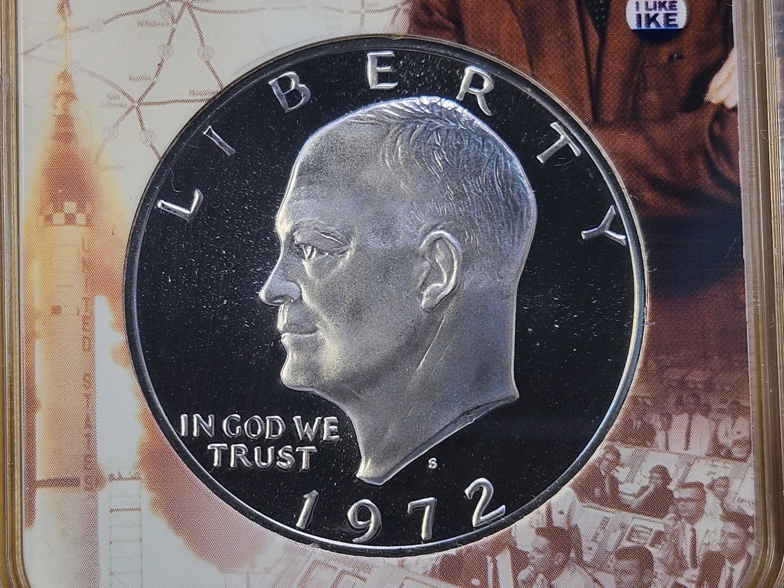 NGC 1972-S Eisenhower Silver Dollar in Proof 69 Ultra Cameo: In Cool Eisenhower NGC Slab!