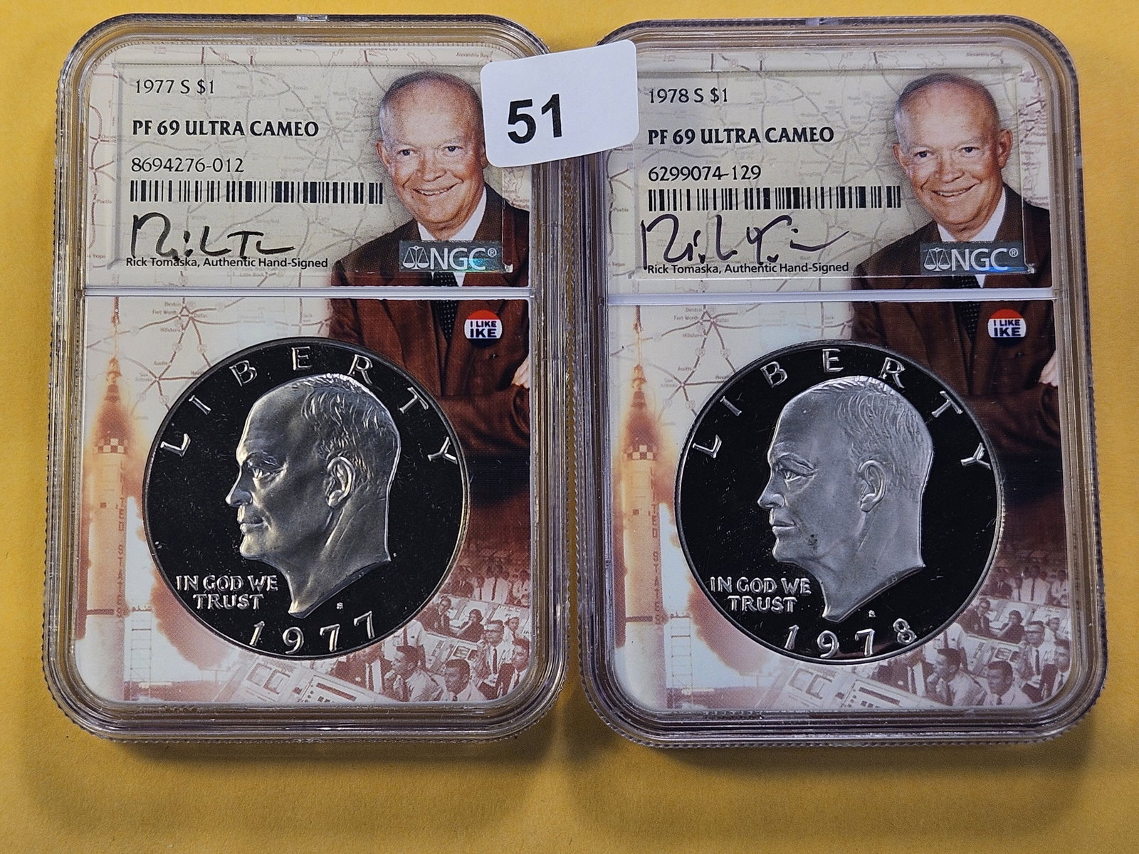 Two NGC Eisenhower Dollars in Proof 69 Ultra Cameo: 1977 and 1978