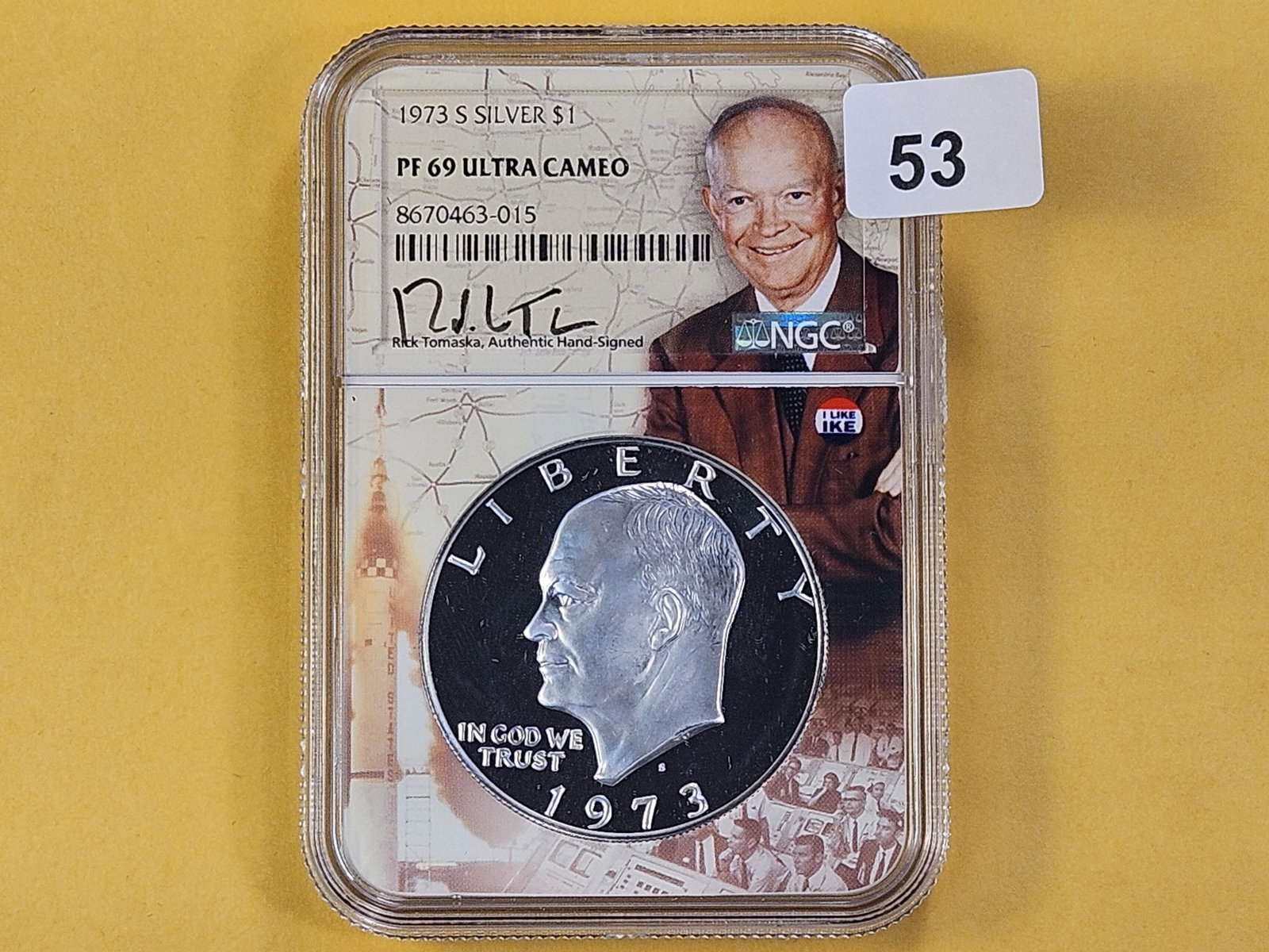 NGC 1973-S Eisenhower Silver Dollar in Proof 69 Ultra Cameo - 2