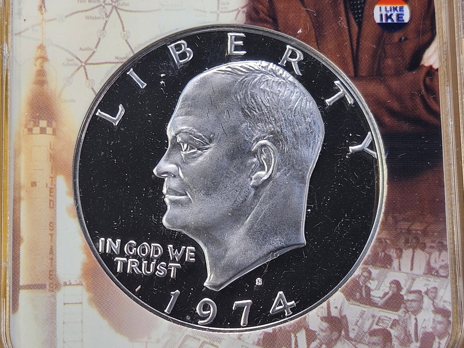 NGC 1974-S Eisenhower Silver Dollar in Proof 69 Ultra Cameo: Almost Perfect!