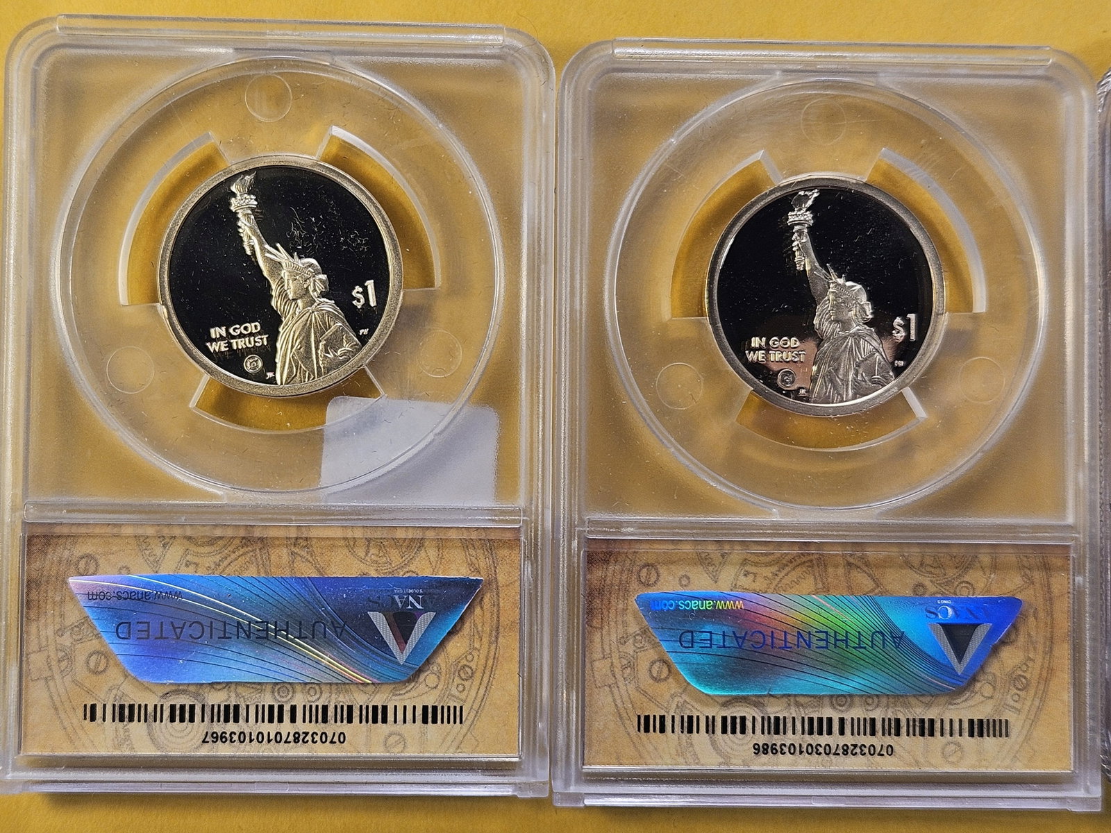 PERFECT! Two ANACS 2024-S Innovation Dollars in Proof 70 Deep Cameo with an NGC Eisenhower Dollar... - 6