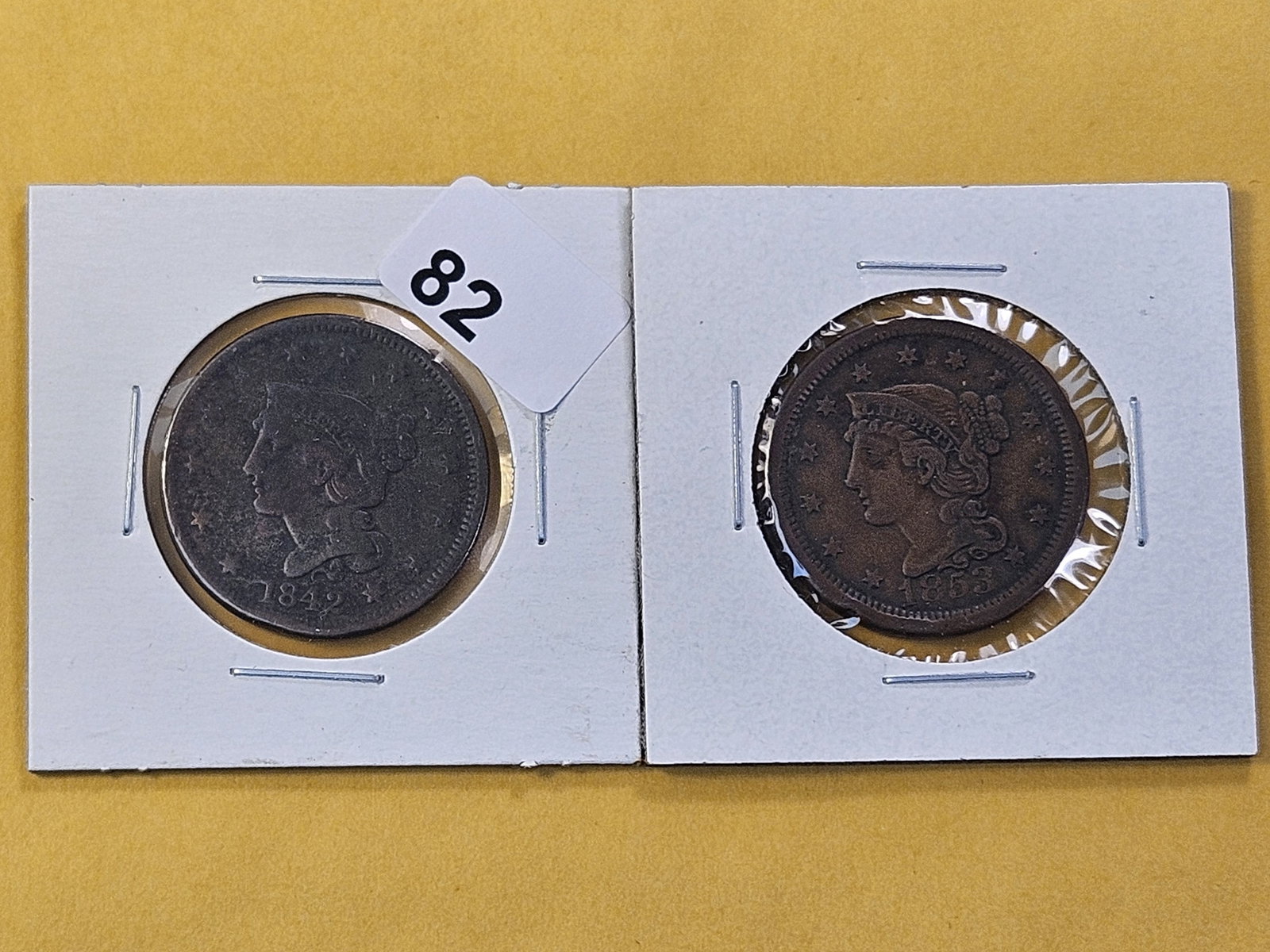 Two Braided Hair Large Cents: 1842 and 1853
