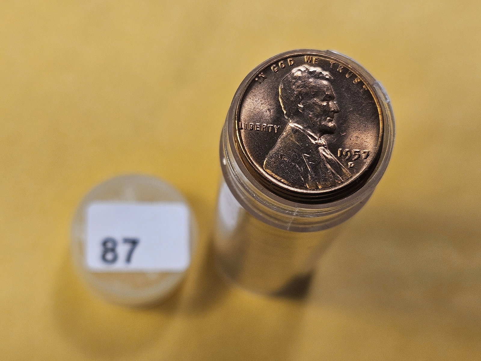 Full Roll of Brilliant Uncirculated 1957-D Wheat Cents: Brilliant Uncirculated Full Roll!