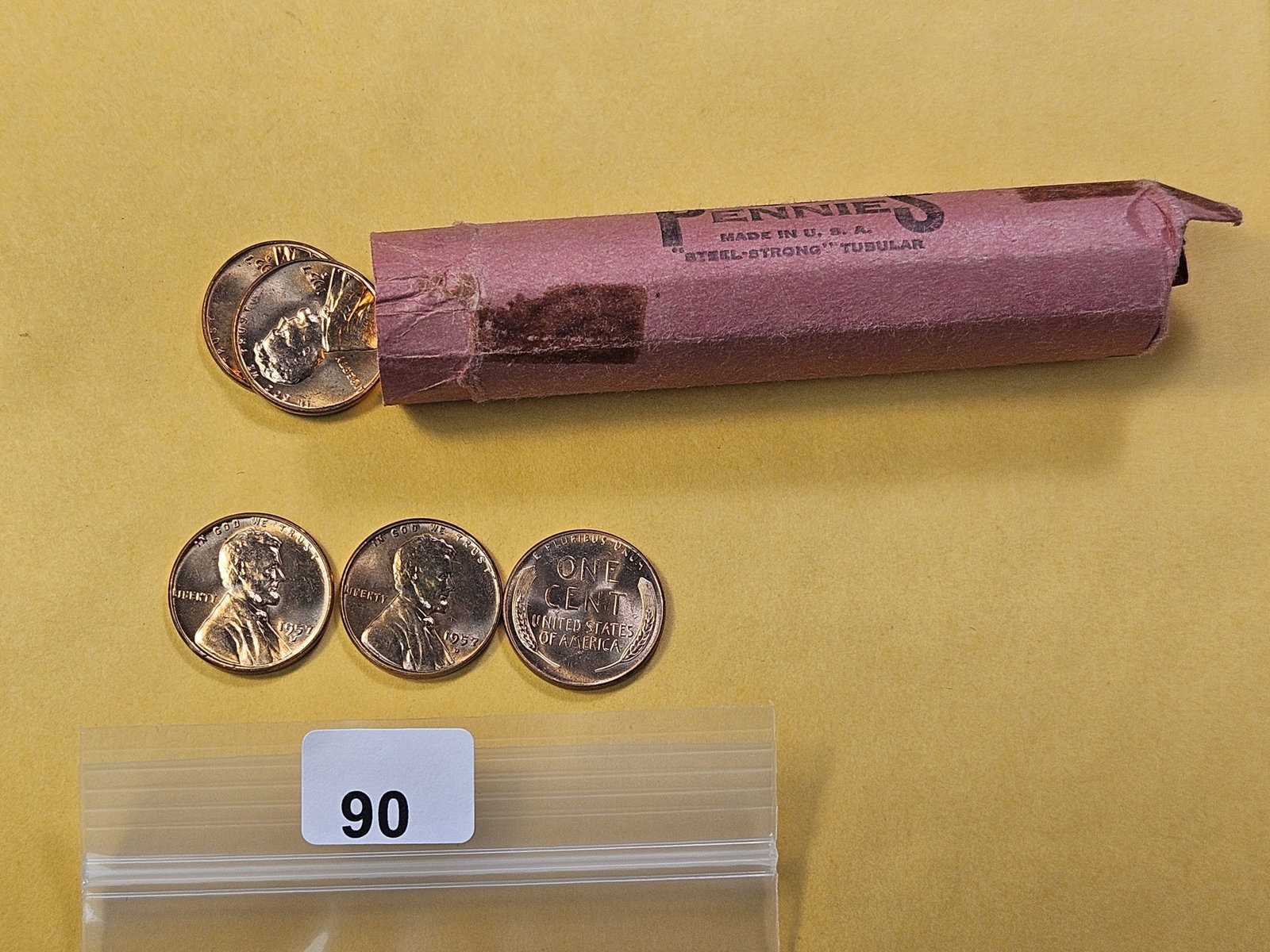Full Roll of Brilliant Uncirculated 1957-D Wheat Cents - 2