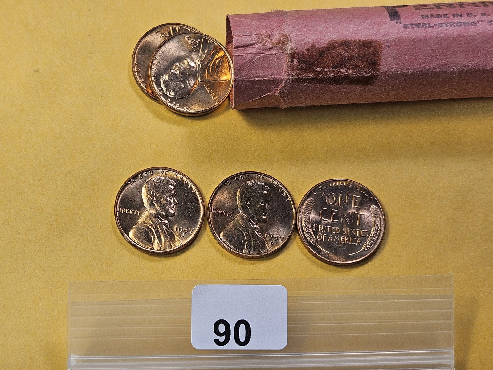 Full Roll of Brilliant Uncirculated 1957-D Wheat Cents - 3