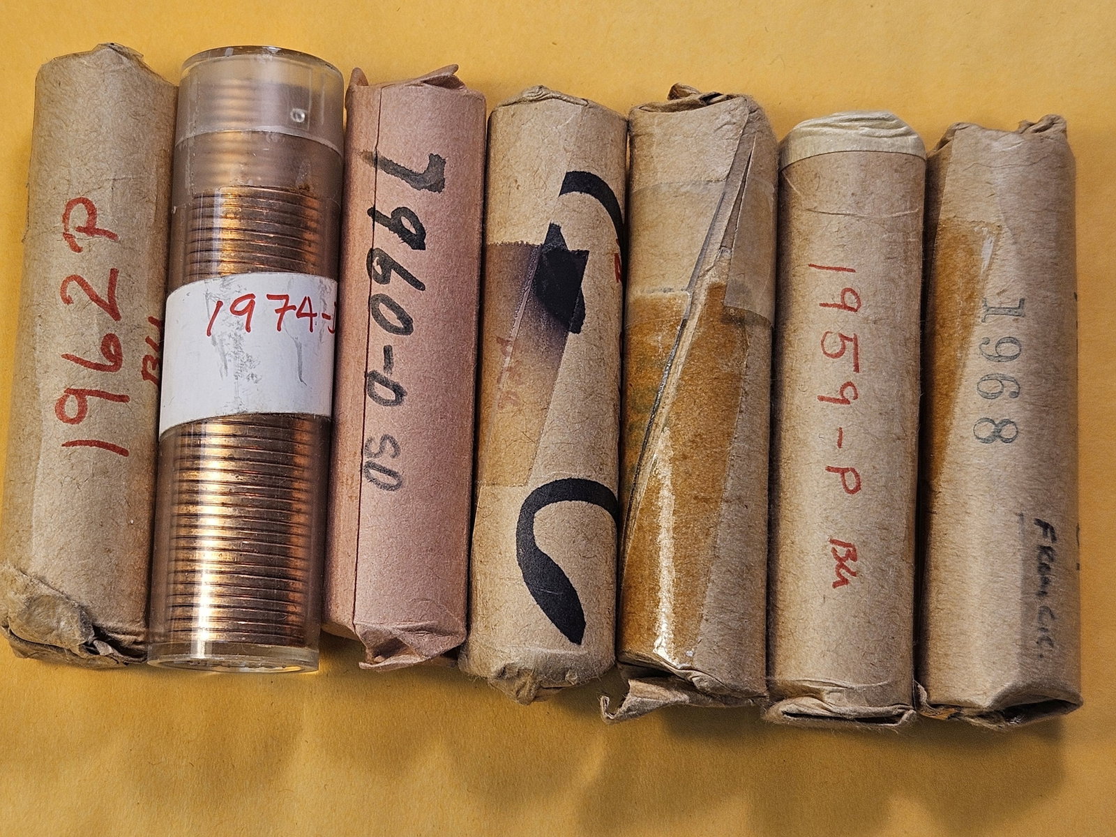 Seven Brilliant Uncirculated Full Rolls Lincoln Memorial Cents - 2