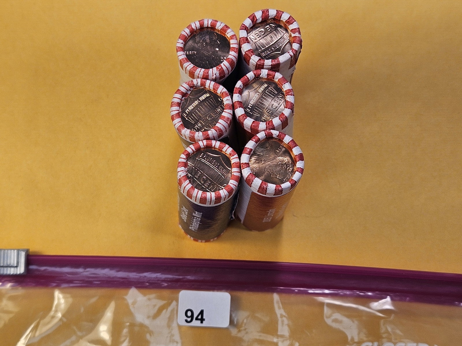 Six Bank Wrapped Rolls of 2025 Lincoln Shield Cents - 2