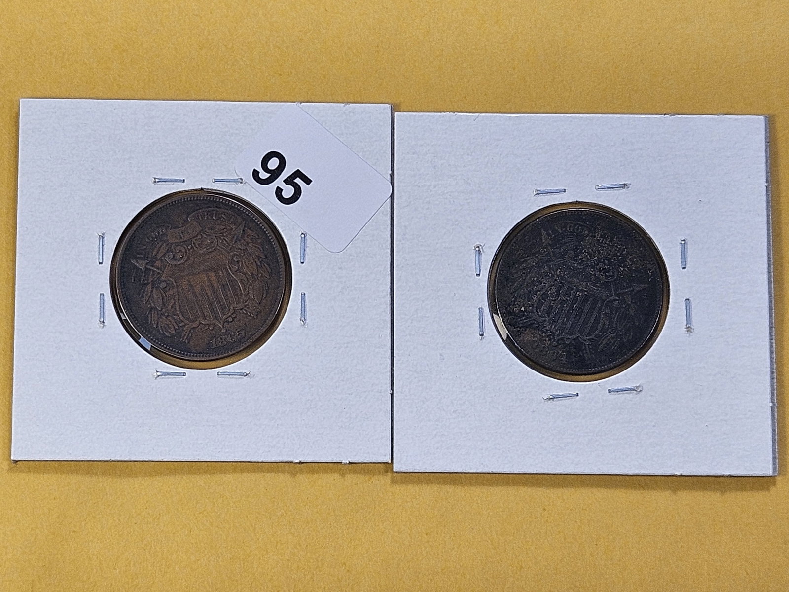 Two Nicer Circulated Two Cent Pieces: 1864 and 1865