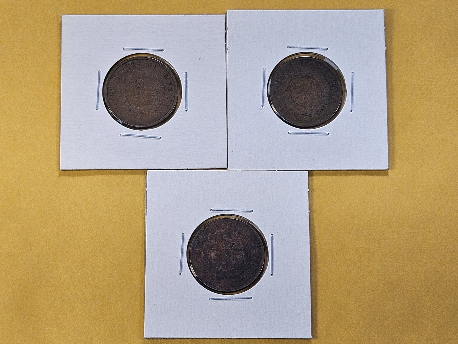 Three Circulated Two Cent Pieces - 5