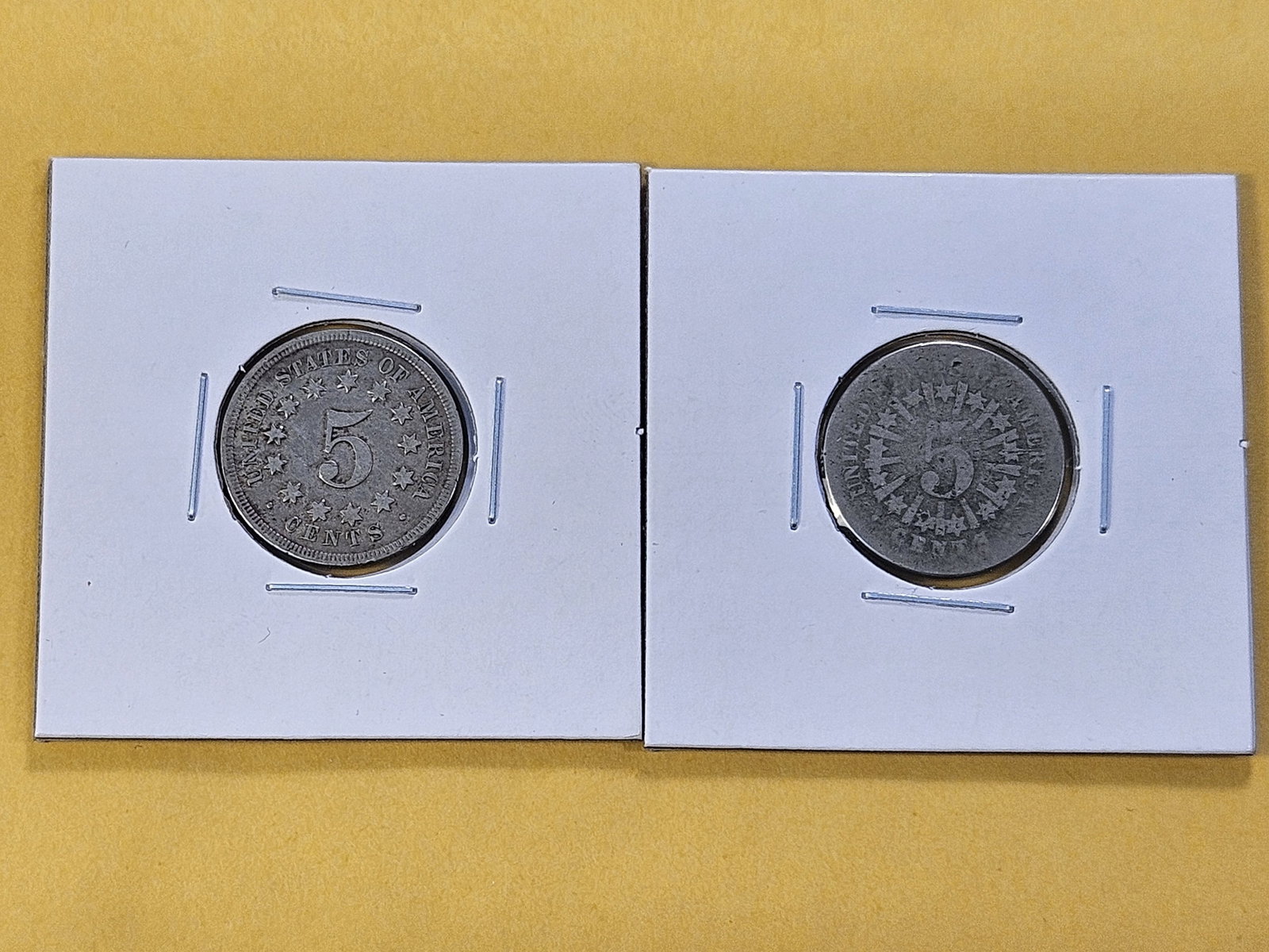 Two Circulated Five Cent Shield Nickels - 4