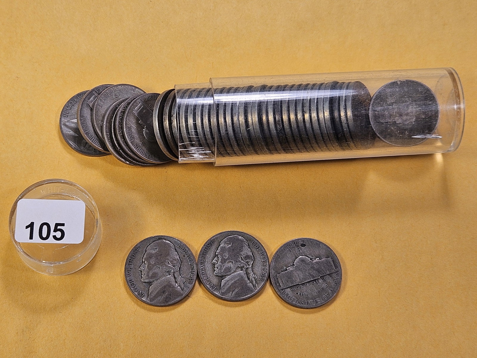 Thirty-Eight Jefferson Wartime Silver Nickels: Wartime Silver Nickels! Mixed dates and grades
