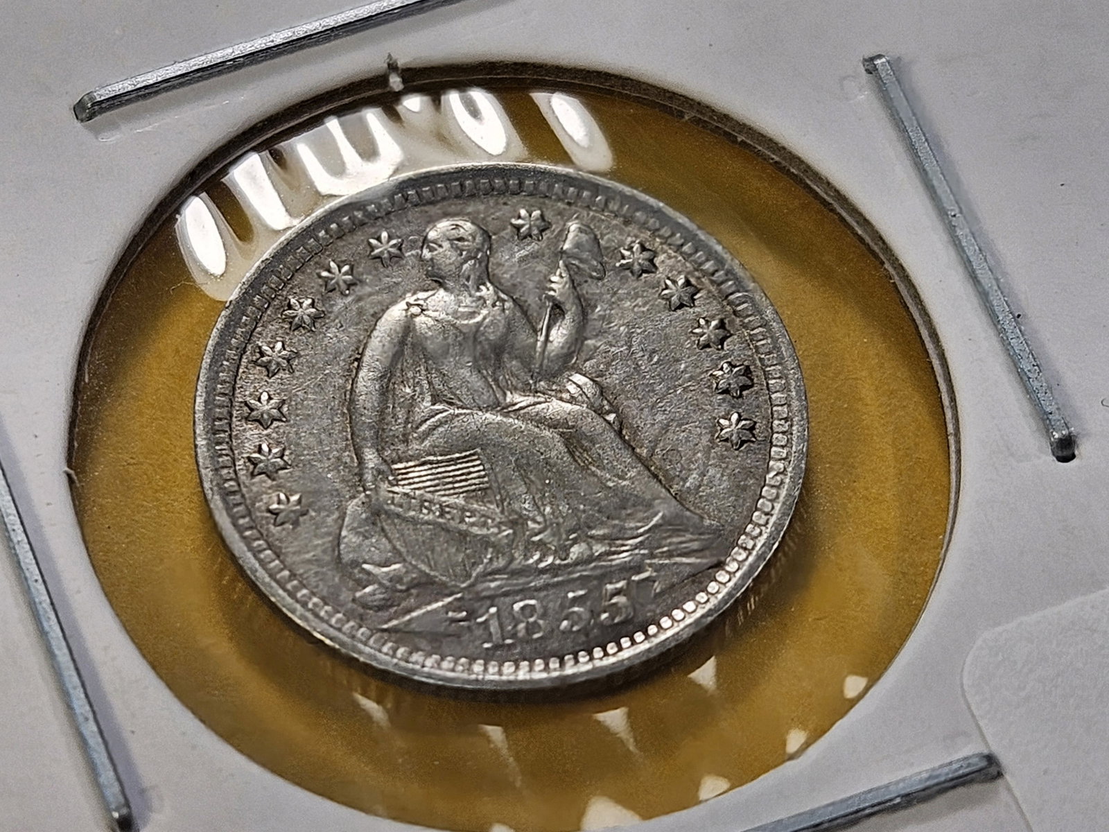 Better Grade 1855 Arrows Seated Liberty Silver Half Dime - 2