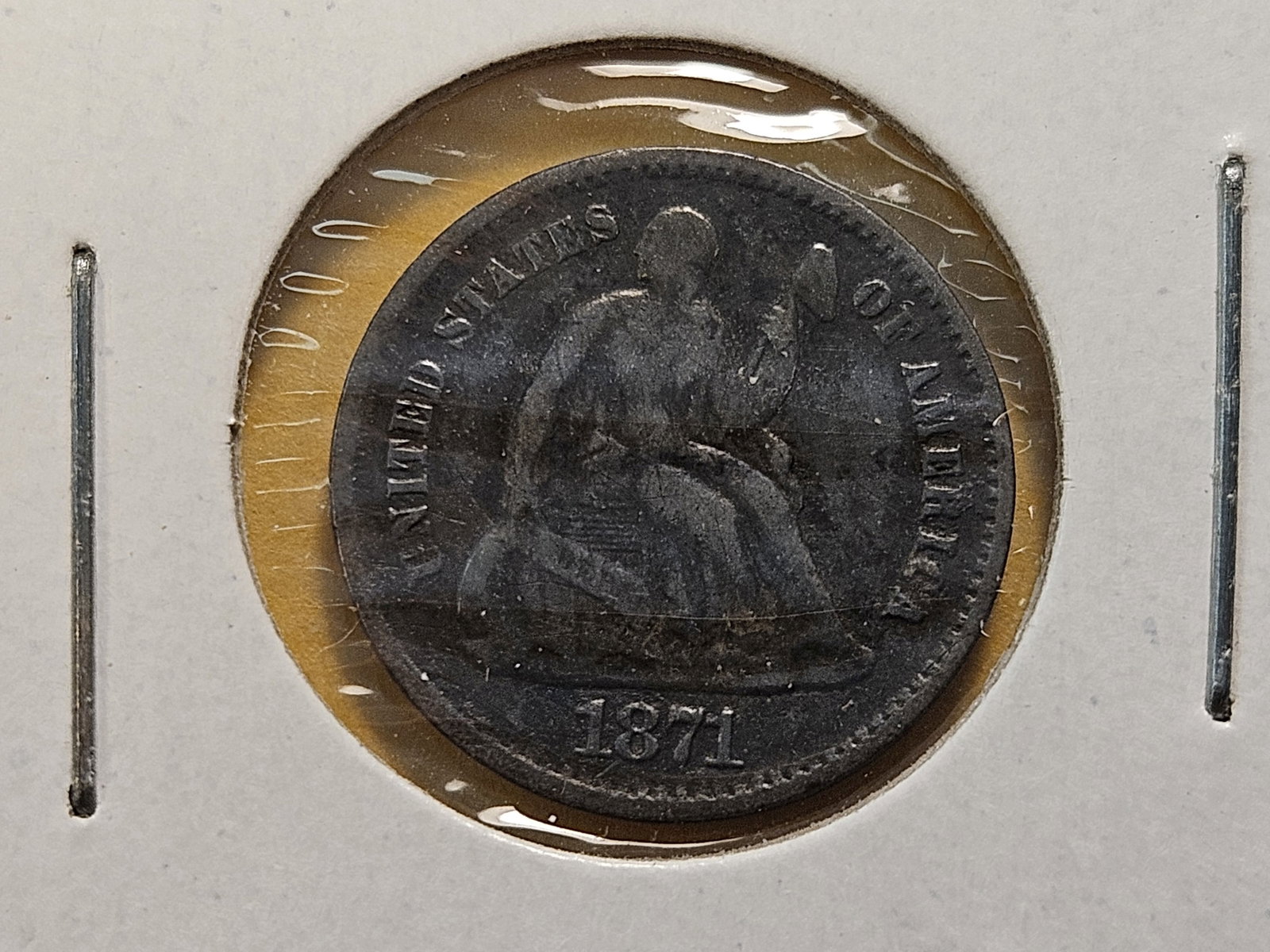 1871 Seated Liberty Silver Half Dime: In Fine