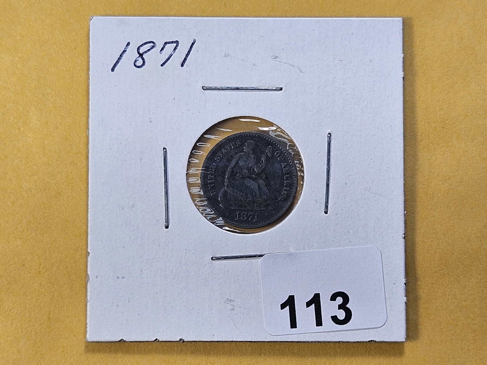 1871 Seated Liberty Silver Half Dime - 2