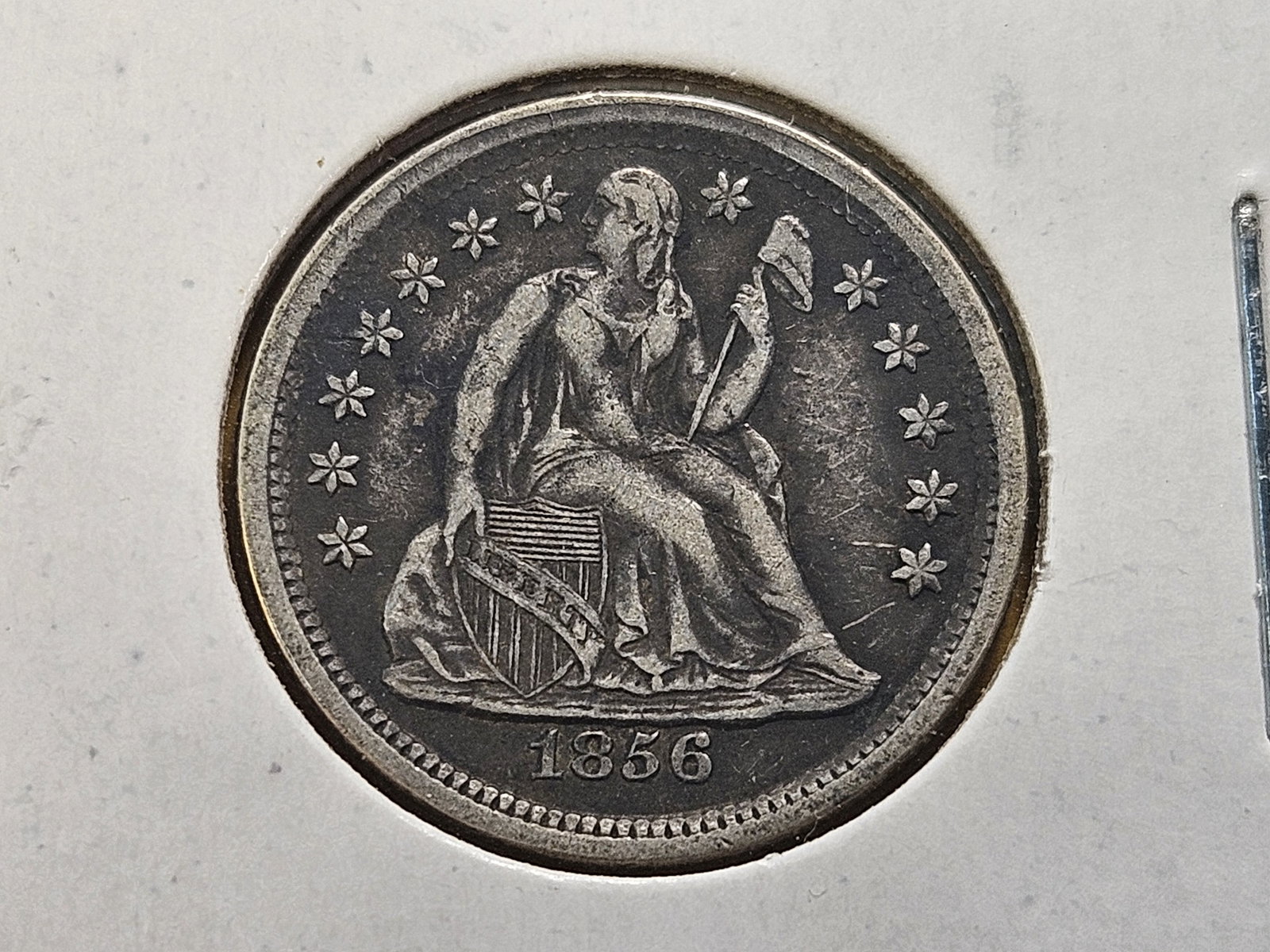 Better Grade 1856 Seated Liberty Silver Dime: Extra Fine plus!