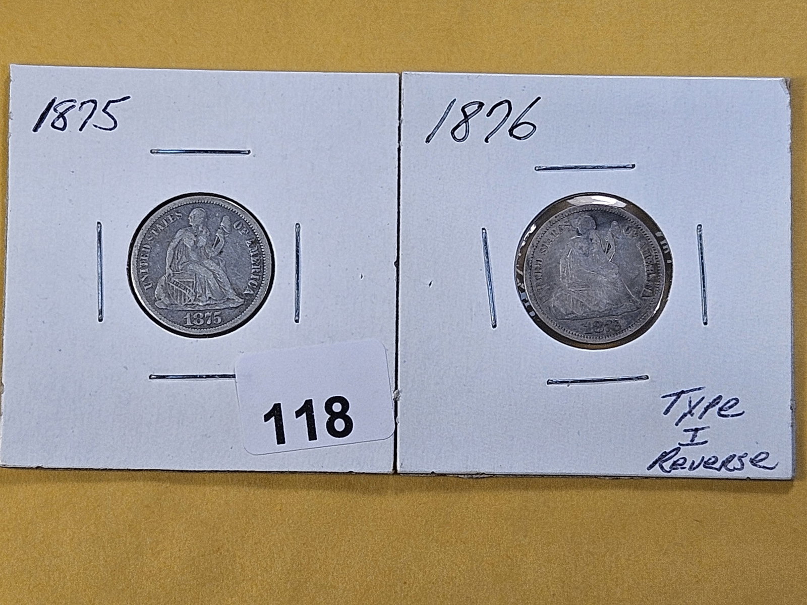 Two Circulated Seated Liberty Silver Dimes (1 of 6)