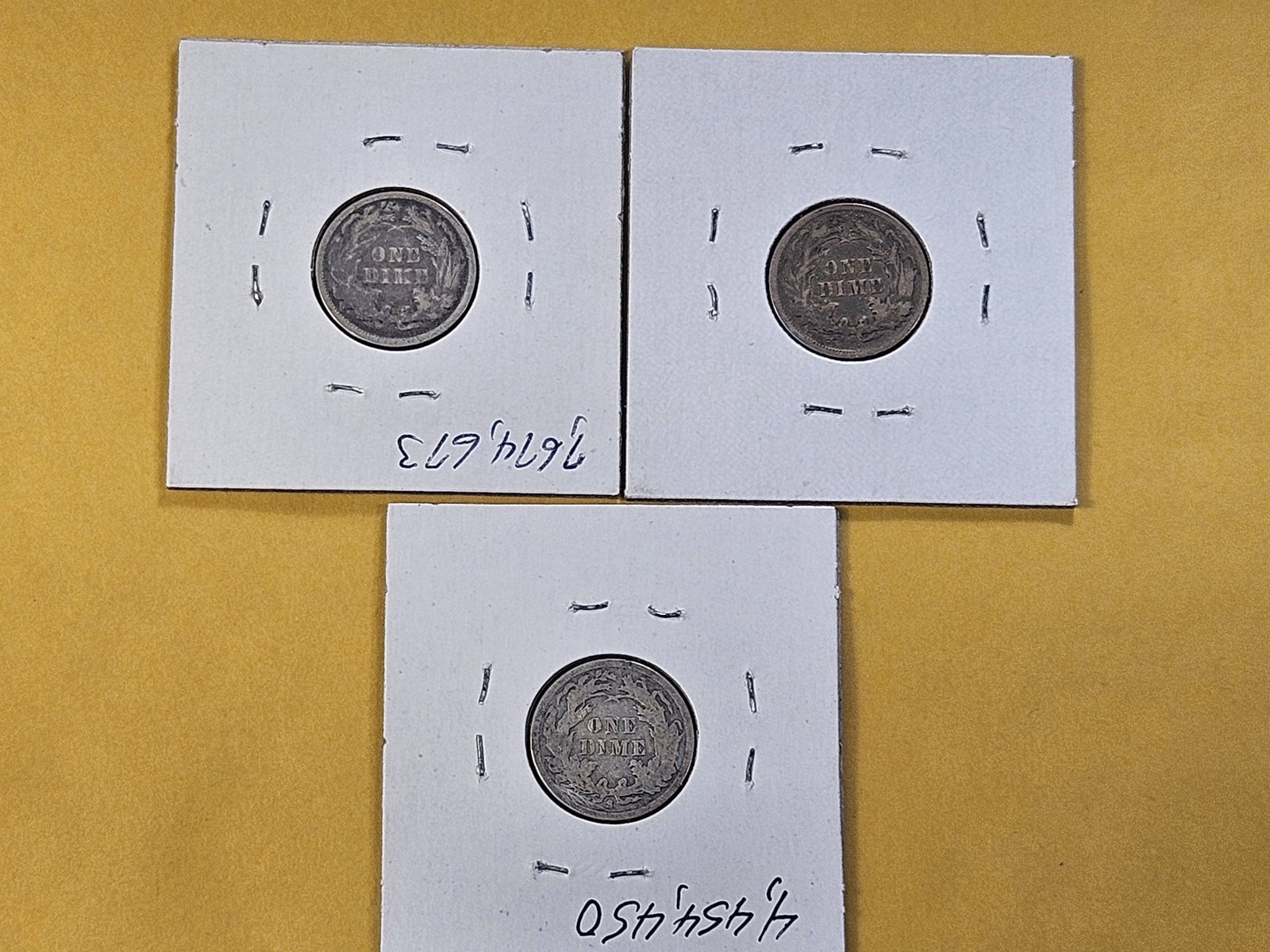 Three Circulated Seated Liberty Silver Dimes - 5