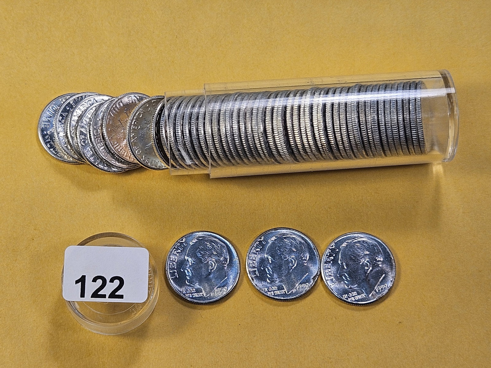 BU Full Roll of 1959 Roosevelt Silver Dimes - 2