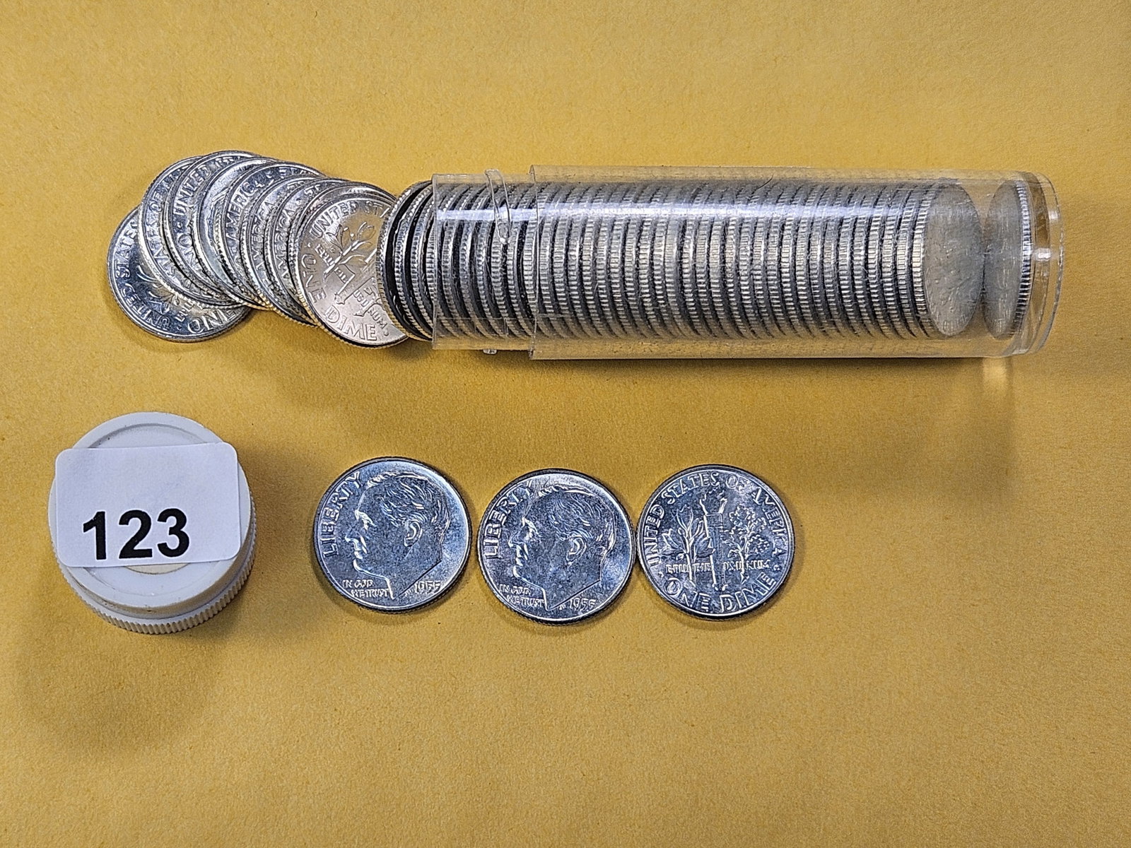 BU Full Roll of 1955 Roosevelt Silver Dimes - 2