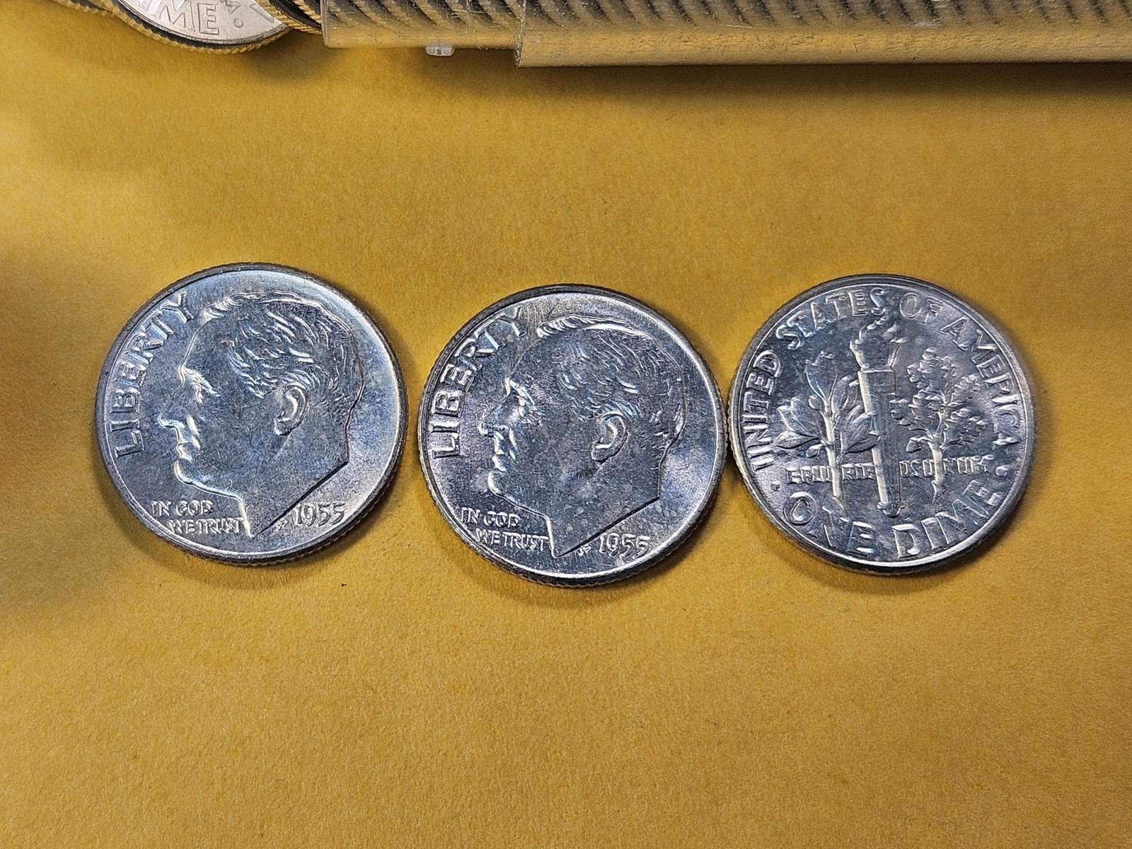 BU Full Roll of 1955 Roosevelt Silver Dimes - 3
