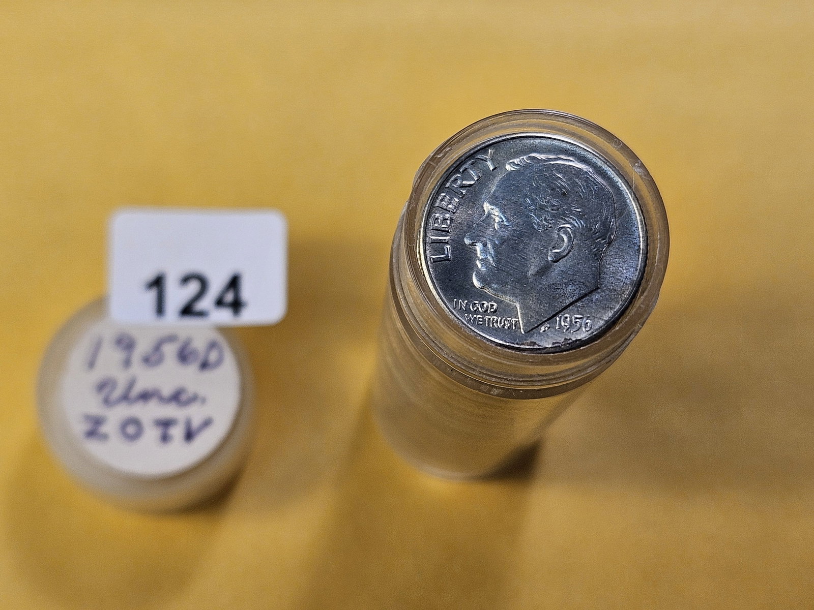 BU Full Roll of 1956-D Roosevelt Silver Dimes: Brilliant Uncirculated Full Roll! Fifty Silver Dimes
