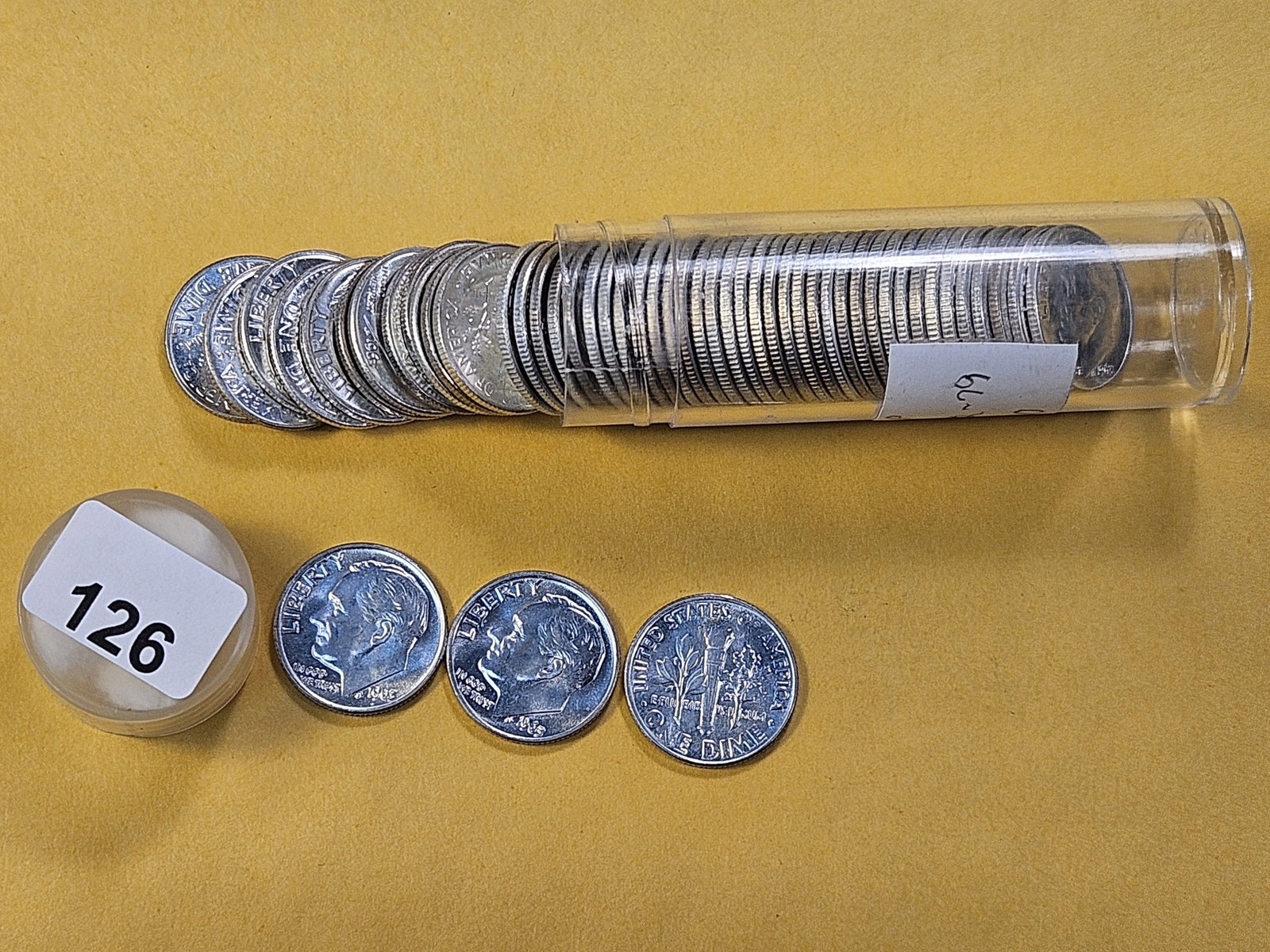 BU Full Roll of 1963 Roosevelt Silver Dimes - 2