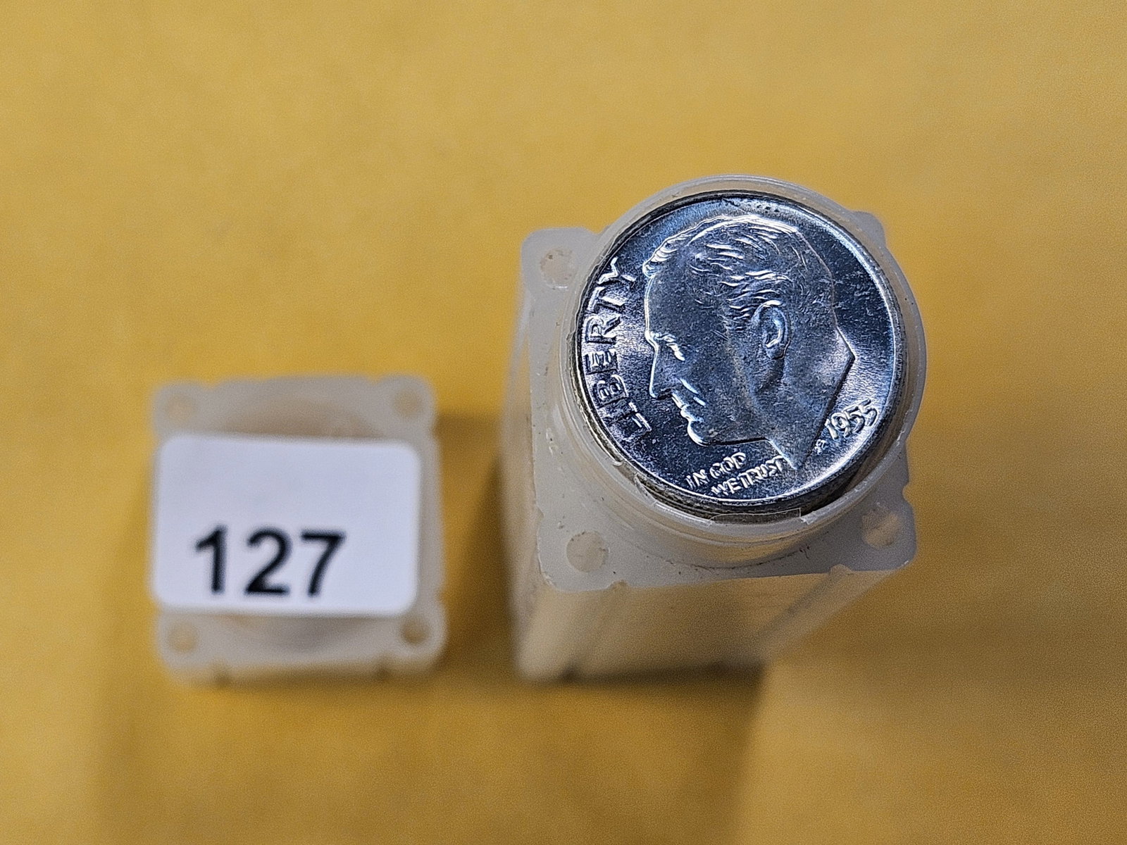 BU Full Roll of 1955 Roosevelt Silver Dimes: Brilliant Uncirculated Full Roll! Fifty Silver Dimes