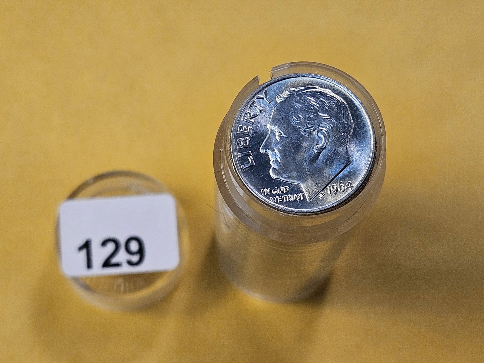 BU Full Roll of 1964 Roosevelt Silver Dimes: Brilliant Uncirculated Full Roll! Fifty Silver Dimes