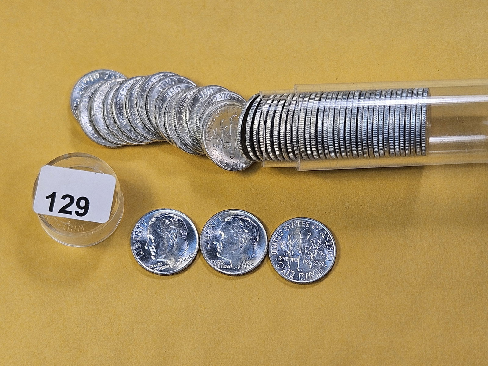 BU Full Roll of 1964 Roosevelt Silver Dimes - 2