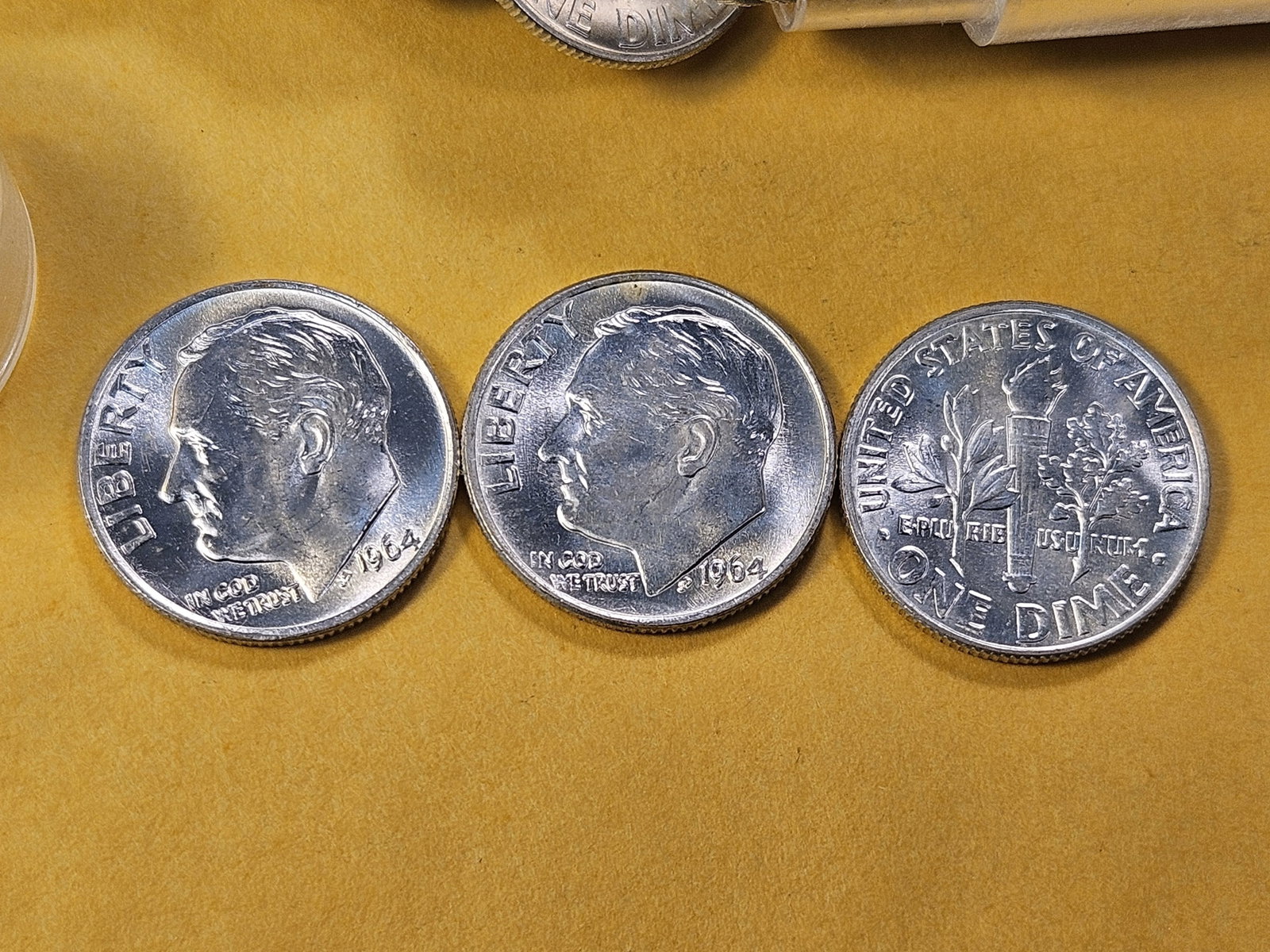 BU Full Roll of 1964 Roosevelt Silver Dimes - 3