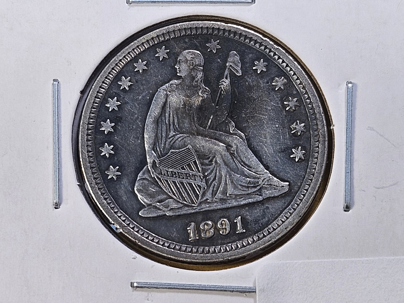 Better Grade 1891 Seated Liberty Silver Quarter: Extra Fine plus!