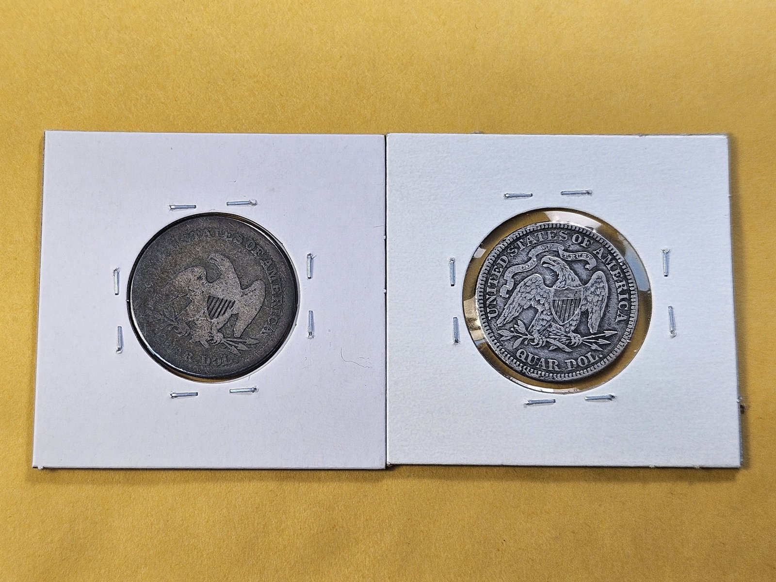 Two Circulated Seated Liberty Silver Quarters - 4
