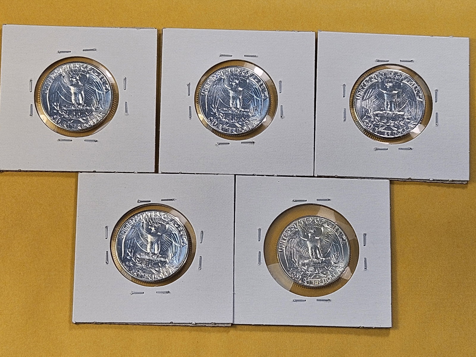 Five Brilliant Uncirculated Washington Silver Quarters - 7