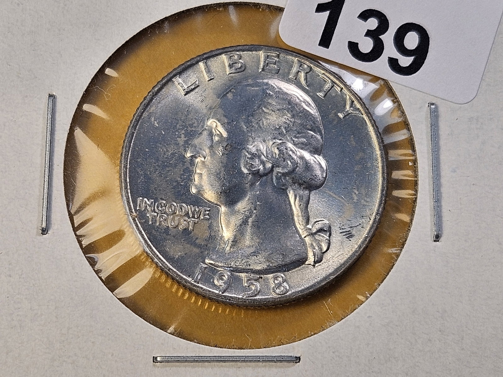 Five Brilliant Uncirculated 1958-D Washington Silver Quarters - 2