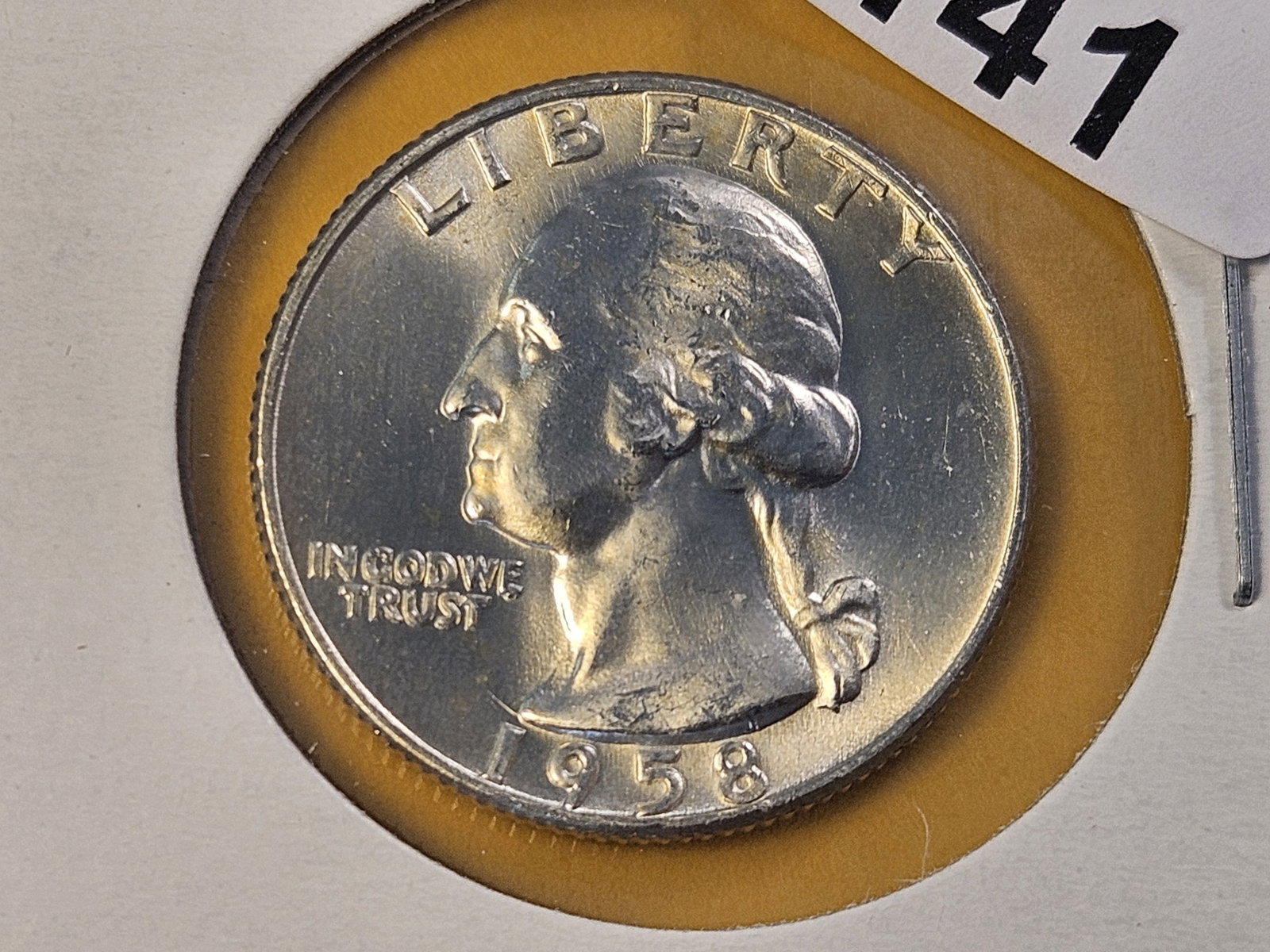 Five Brilliant Uncirculated 1958-D Washington Silver Quarters - 2