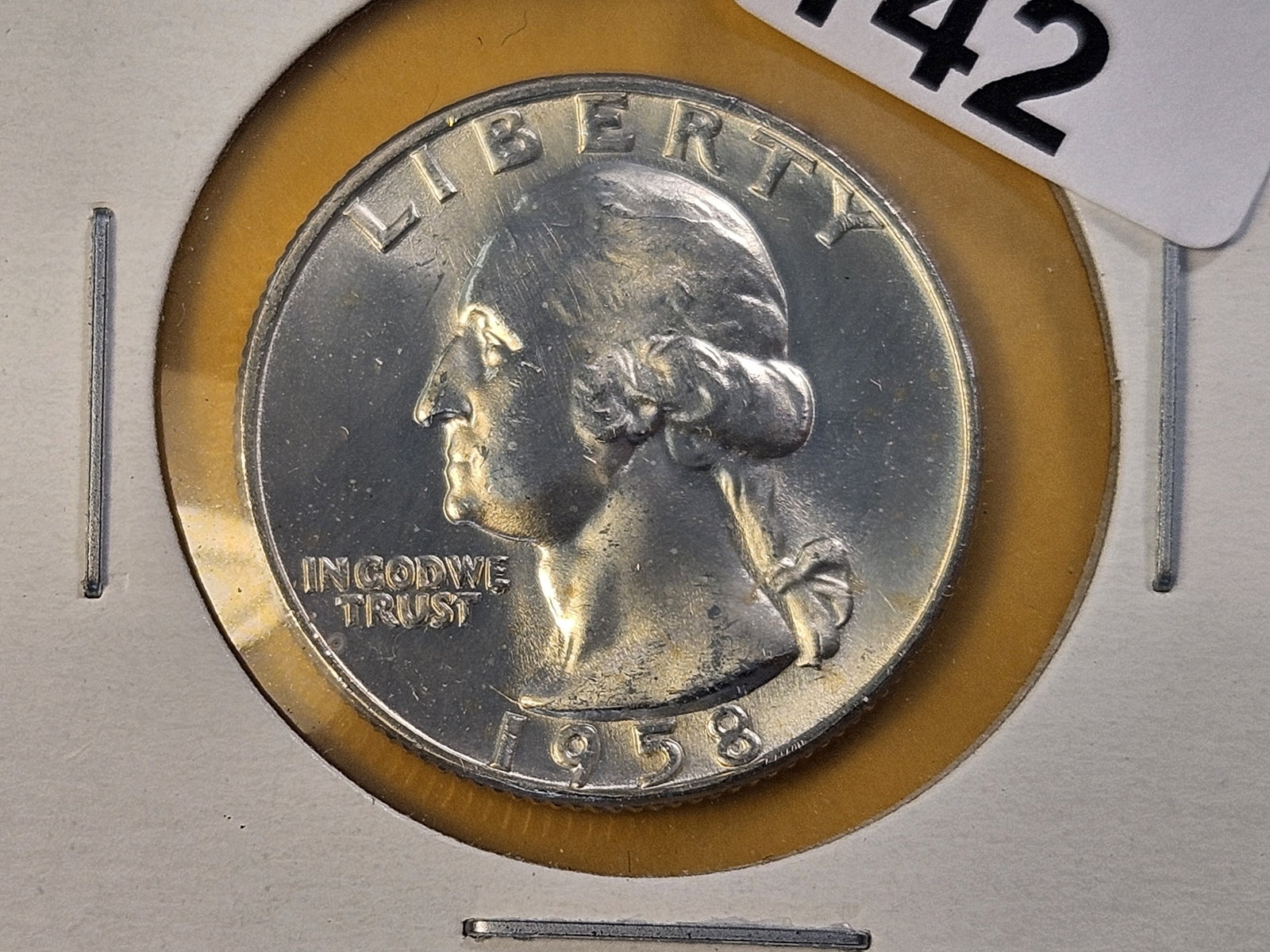 Five Brilliant Uncirculated 1958-D Washington Silver Quarters - 2