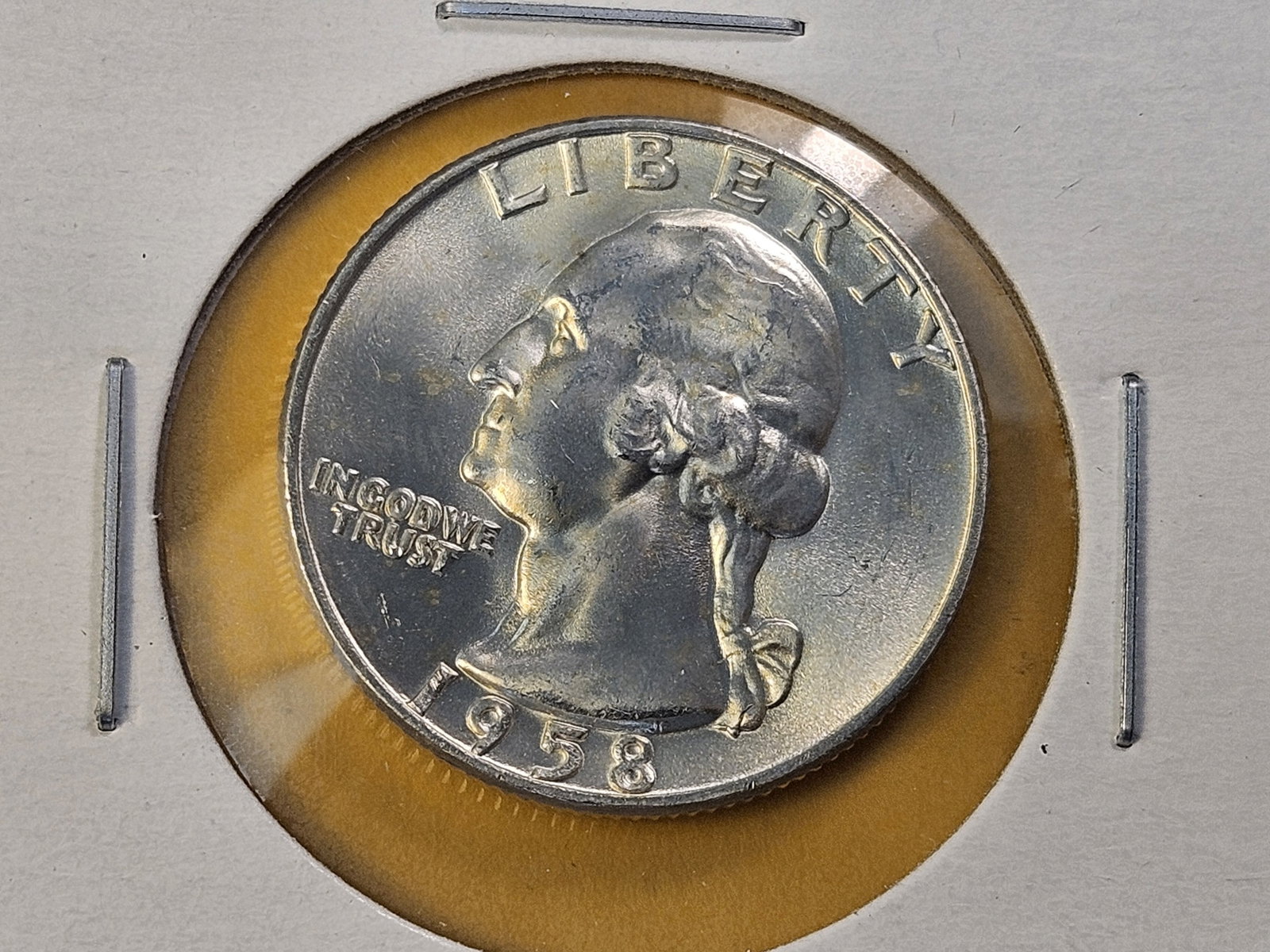 Five Brilliant Uncirculated 1958-D Washington Silver Quarters - 3