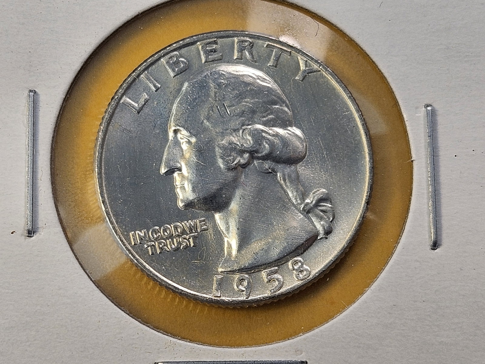 Five Brilliant Uncirculated 1958-D Washington Silver Quarters - 6