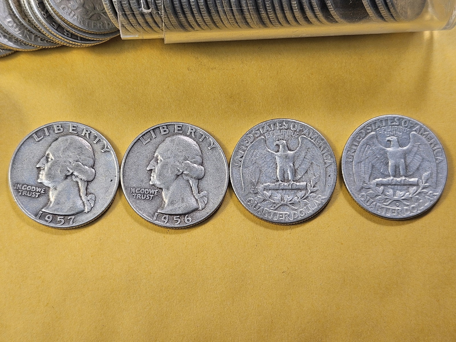 Extra Full Roll of Forty-Four Washington Silver Quarters - 4
