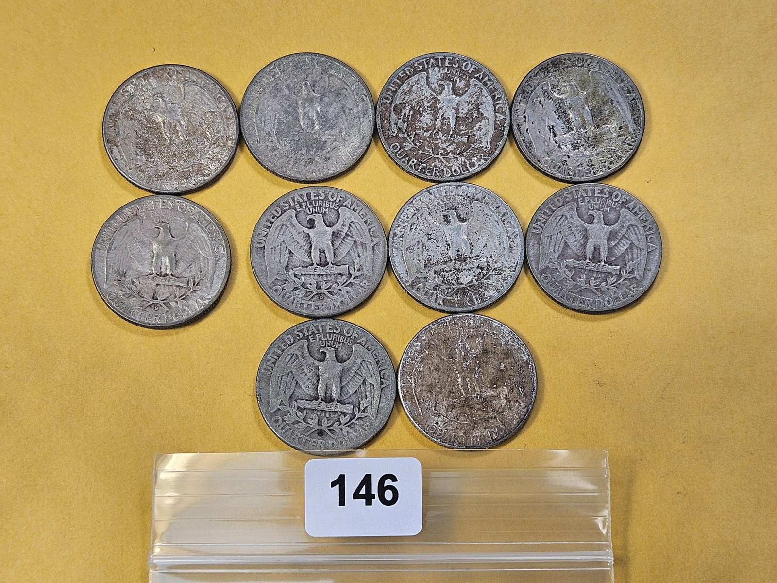 Ten Washington Silver Quarters - 3