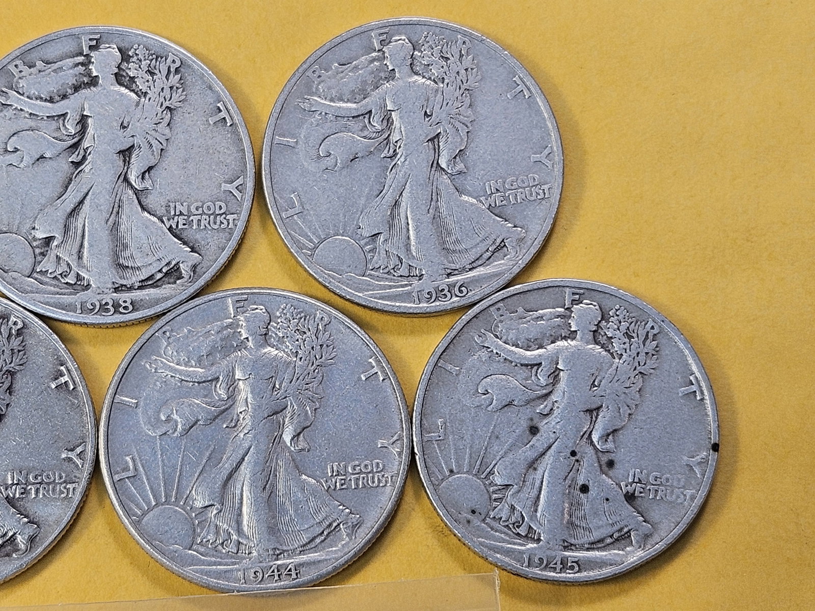 Seven Circulated Walking Liberty Silver Half Dollars - 3