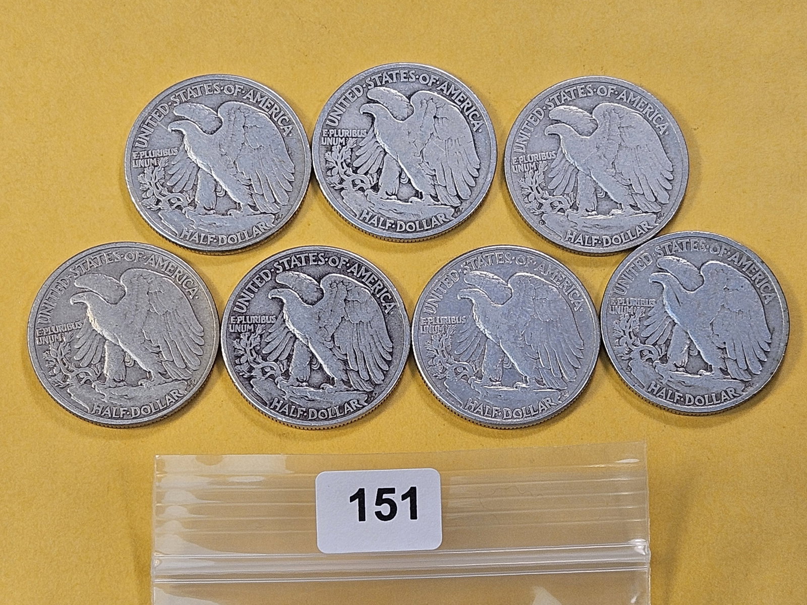 Seven Circulated Walking Liberty Silver Half Dollars - 4
