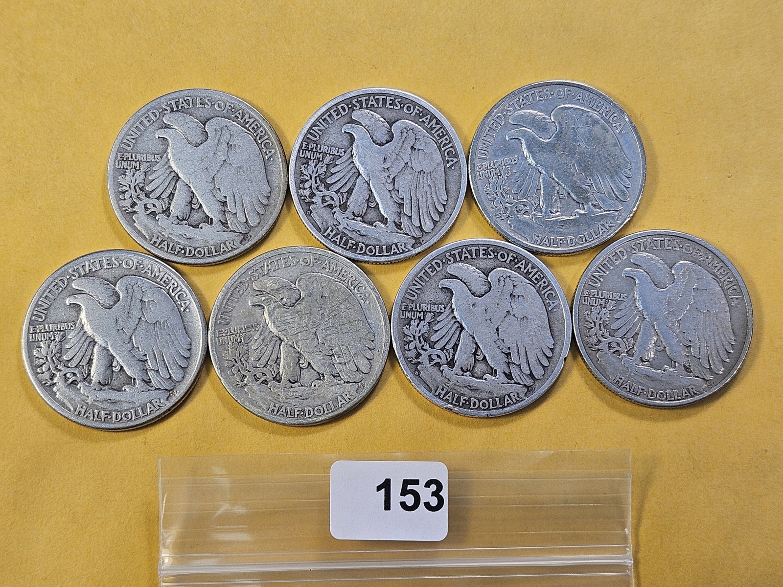 Seven Circulated Walking Liberty Silver Half Dollars - 3