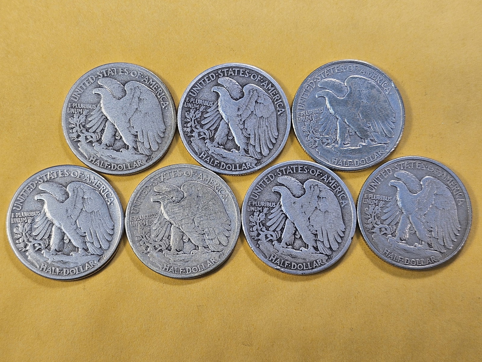 Seven Circulated Walking Liberty Silver Half Dollars - 4
