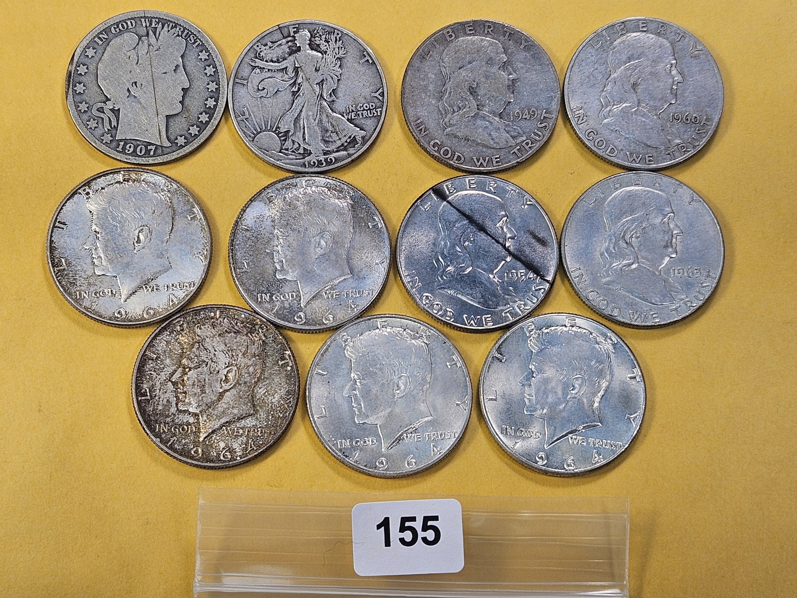 Eleven Circulated Silver Half Dollars (1 of 4)