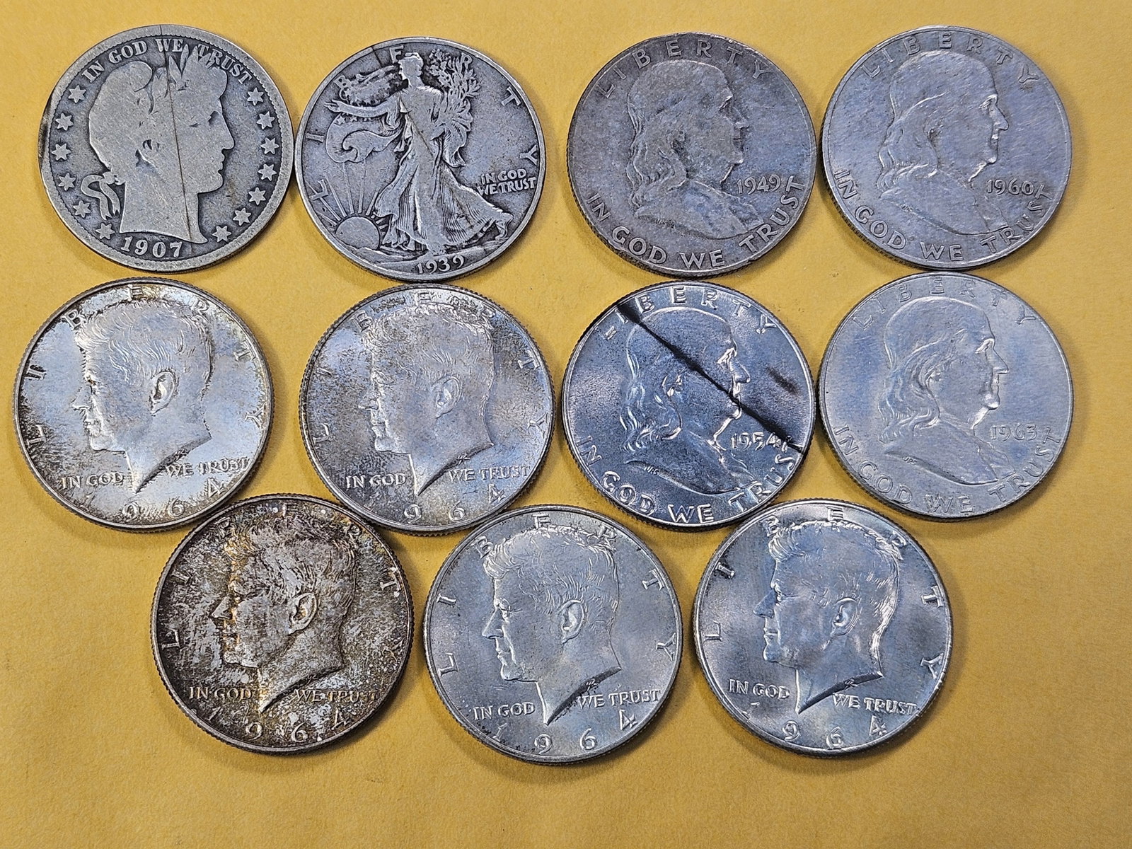 Eleven Circulated Silver Half Dollars - 2