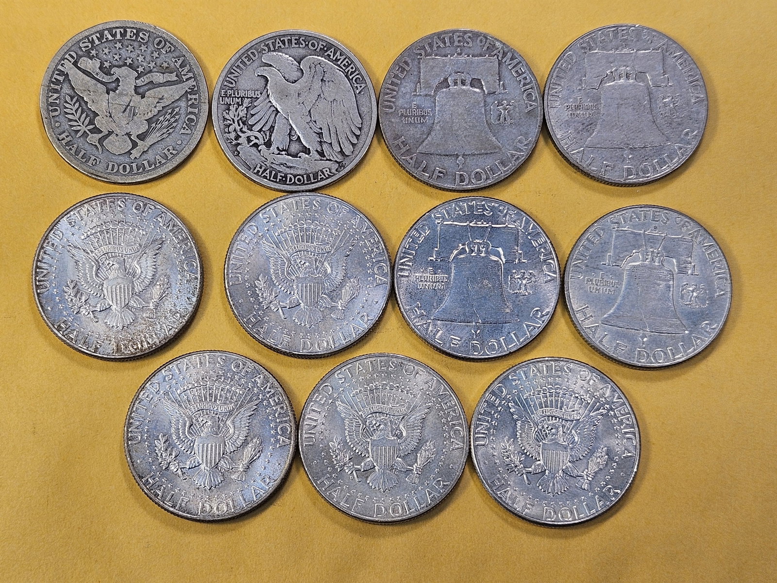 Eleven Circulated Silver Half Dollars - 4